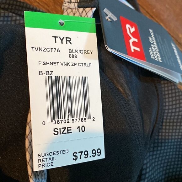 TYR Fishnet V Neck Zip Control-fit one piece swimsuit - Picture 7 of 7